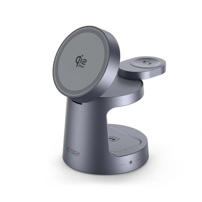 Tech-Protect QI2.2-25W-A48 3in1 Magnetic MagSafe Wireless Charger Dark Grey