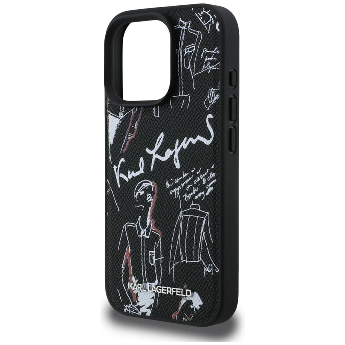 Karl Lagerfeld Grained Pattern & Logo MagSafe Apple iPhone 16 Pro Max black