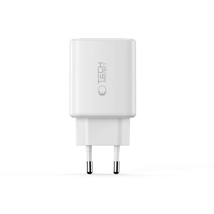 Wall charger Tech-Protect NCA65W-GAN USB-A, 2xUSB-C Network Charger PD 65W / QC3.0 White