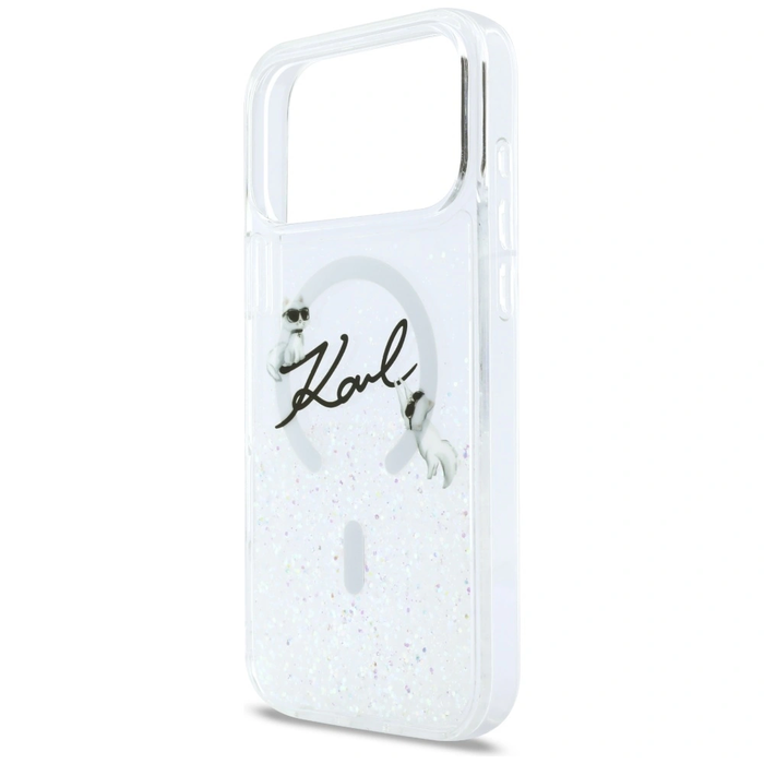 Karl Lagerfeld Liquid Glitter Karl Script Logo MagSafe Apple iPhone 17 Pro Max clear