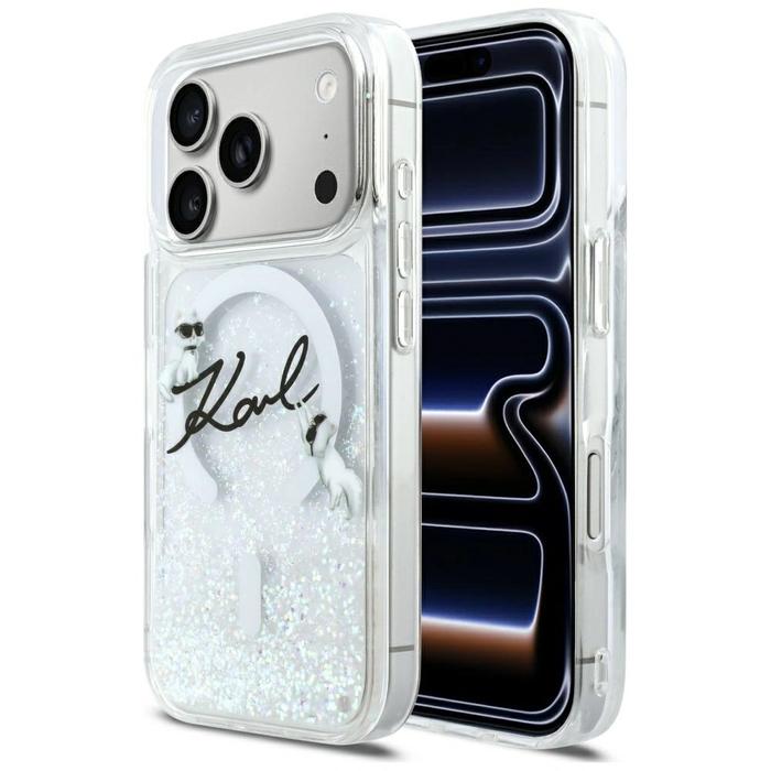 Karl Lagerfeld Liquid Glitter Karl Script Logo MagSafe Apple iPhone 17 Pro clear