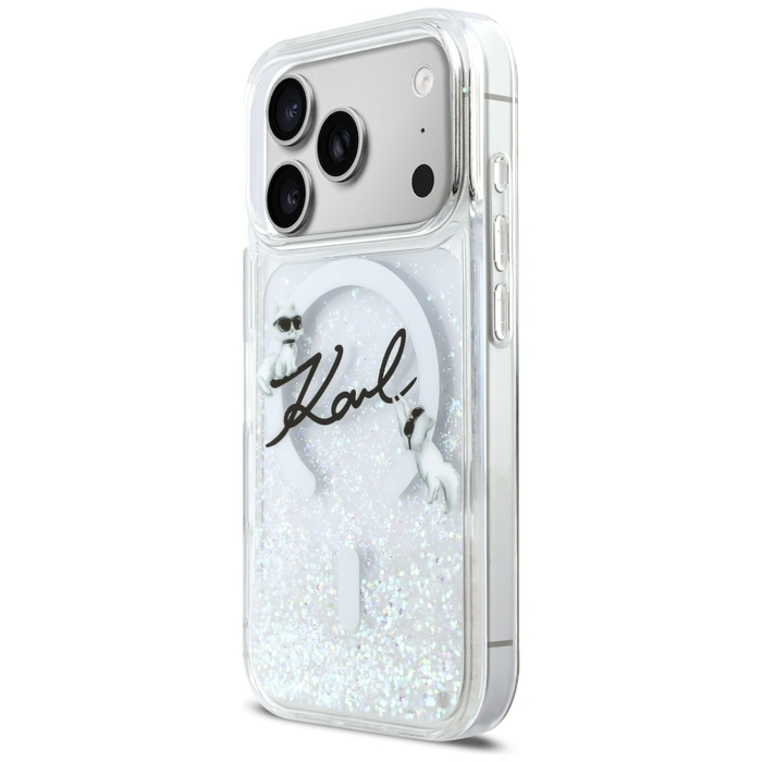 Karl Lagerfeld Liquid Glitter Karl Script Logo MagSafe Apple iPhone 17 Pro clear