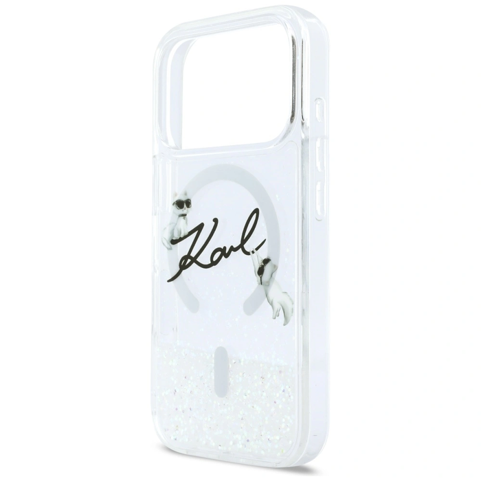 Karl Lagerfeld Liquid Glitter Karl Script Logo MagSafe Apple iPhone 17 Pro clear