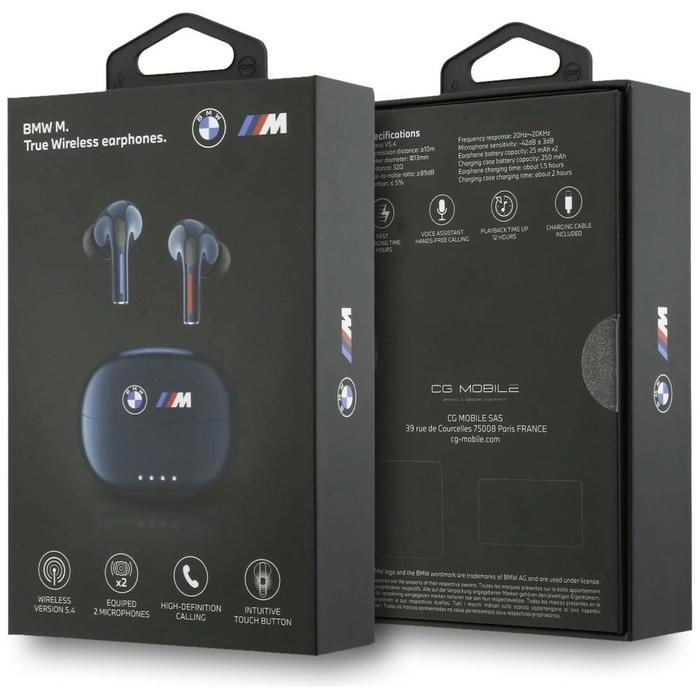 BMW Wireless in-ear Bluetooth TWS headphones Printed Logo navy blue