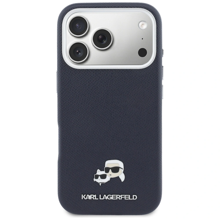 Karl Lagerfeld Karl & Choupette Head Pins Saffiano MagSafe Apple iPhone 17 Pro blue