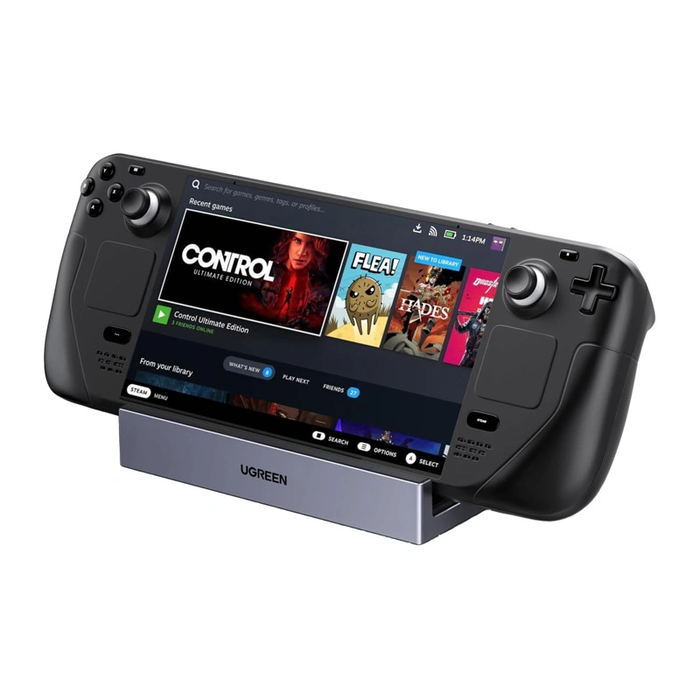 UGREEN CM800 6-in-1 Docking Station for Portable Consoles Steam Deck / Asus ROG Ally USB-C to HDMI 4K 120Hz 2x USB USB-C RJ45 (gray)