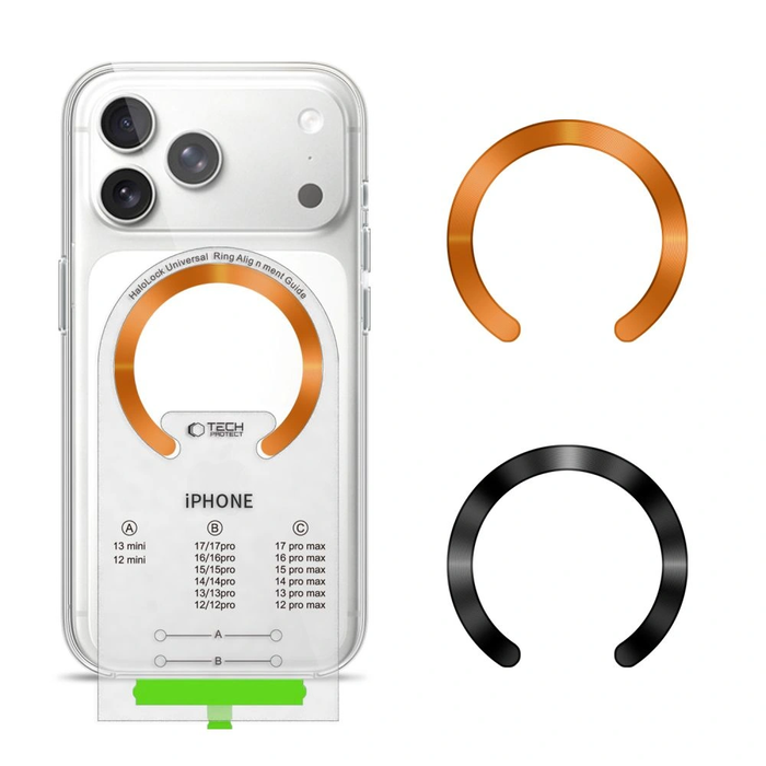 Tech-Protect MMP-210 Magnetic MagSafe Ring Black & Cosmic Orange [2 PACK]