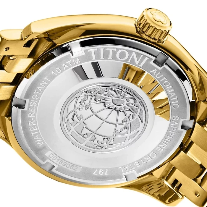 Ανδρικό Ρολόι Titoni 797G-Db-541 (40mm) Μεταλλικό Μπρασελέ Χρυσό