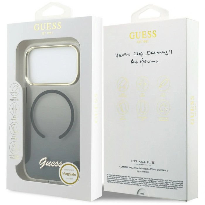 Guess IML Gradient Script Metal MagSafe Apple iPhone 17 Pro Max black