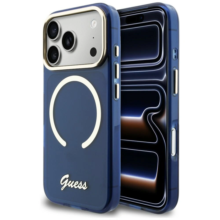 Guess IML Script Metal MagSafe Apple iPhone 17 Pro blue