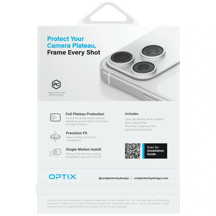 UNIQ Optix Aeroshield Camera Module Protector Apple iPhone 17 Pro Max transparent