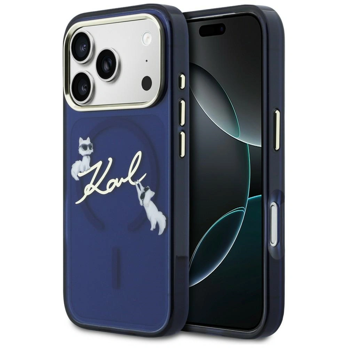 Karl Lagerfeld IML Choupettes Karl Script Logo MagSafe Apple iPhone 17 Pro blue