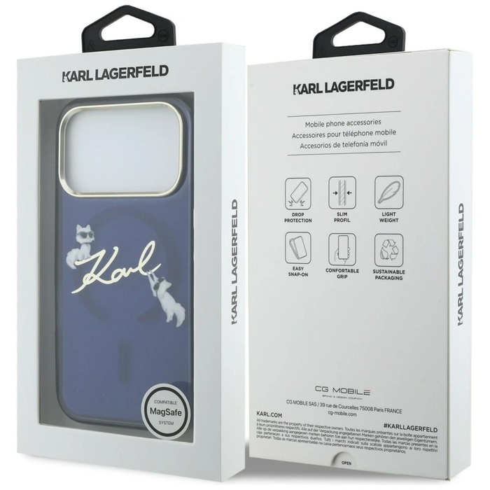 Karl Lagerfeld IML Choupettes Karl Script Logo MagSafe Apple iPhone 17 Pro blue