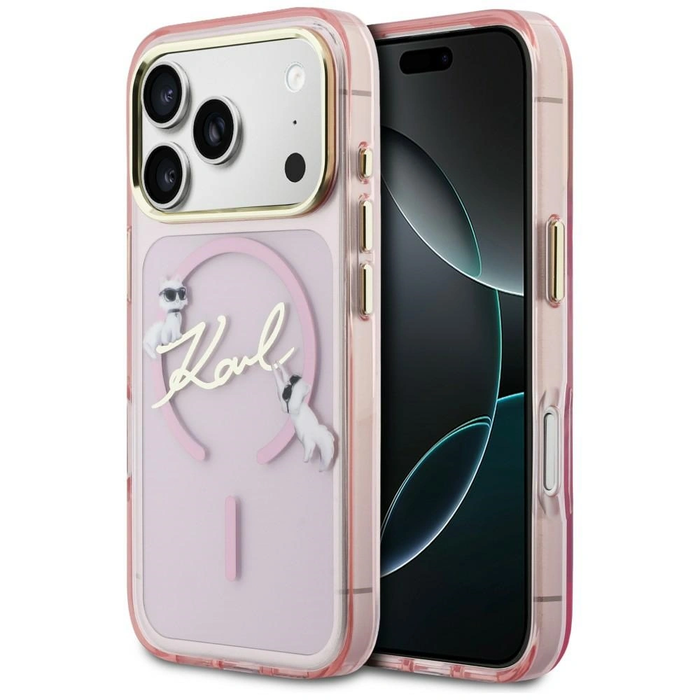 Karl Lagerfeld IML Choupettes Karl Script Logo MagSafe Apple iPhone 17 Pro pink