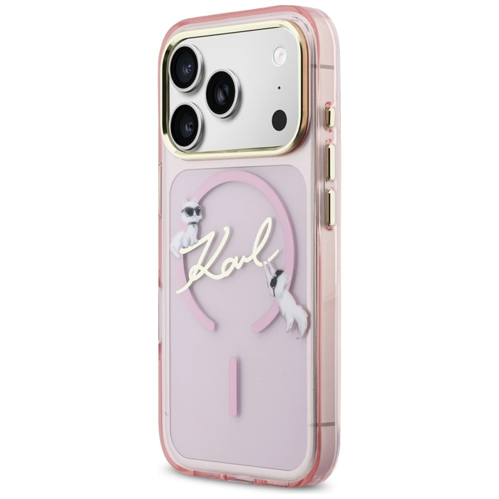 Karl Lagerfeld IML Choupettes Karl Script Logo MagSafe Apple iPhone 17 Pro pink