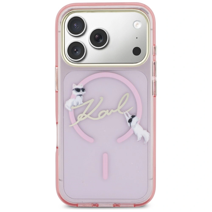 Karl Lagerfeld IML Choupettes Karl Script Logo MagSafe Apple iPhone 17 Pro pink