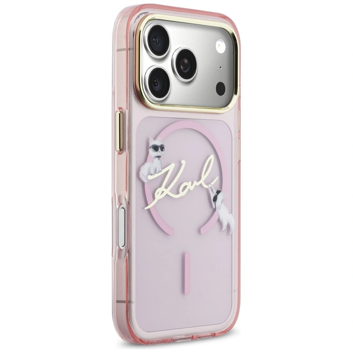 Karl Lagerfeld IML Choupettes Karl Script Logo MagSafe Apple iPhone 17 Pro pink