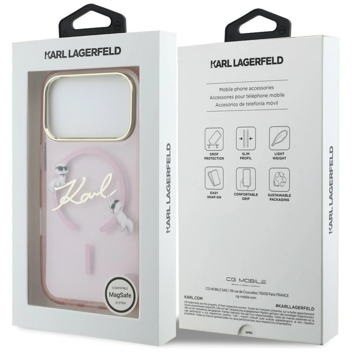 Karl Lagerfeld IML Choupettes Karl Script Logo MagSafe Apple iPhone 17 Pro pink