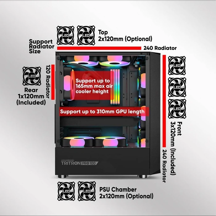 Κουτί Η/Υ Armaggeddon With 4 Argb Fans Tritron Pro 100 Black