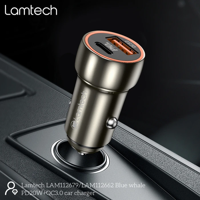 Φορτιστής Αυτοκινήτου Lamtech METAL QC3.0 & PD20W METAL GRAY