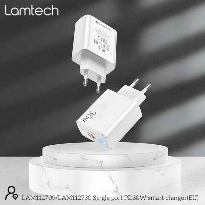 Φορτιστής Πρίζας Lamtech FAST Charger Type-C PD30W WHITE