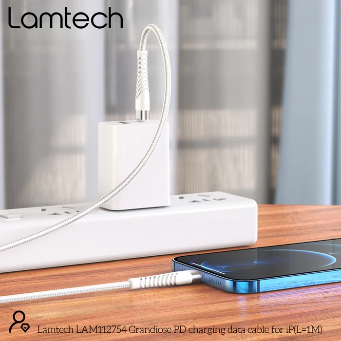 Καλώδιο Lightning Lamtech HQ UNBREAKABLE Type-C to Lightning WHITE 1M