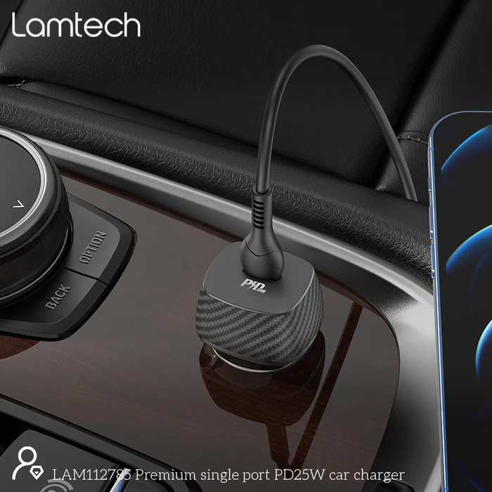 Φορτιστής Αυτοκινήτου Lamtech PREMIUM FAST IN-Type-C PD25W Black