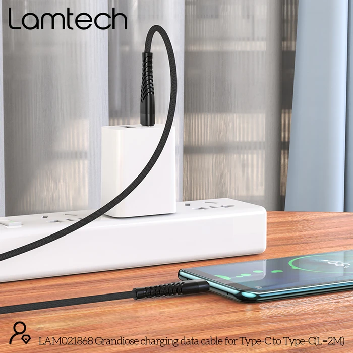 Καλώδιo USB Lamtech HQ UNBREAKABLE Type-C to Type-C 2M