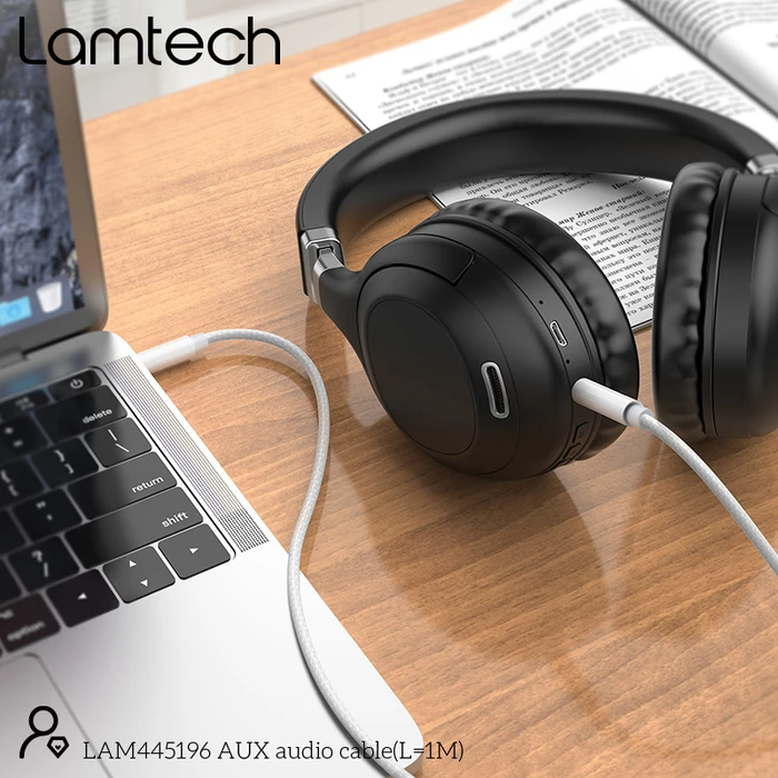 Καλώδιo 3,5mm Lamtech AUDIOCABLE BRAIDED 1m to 3.5mm SILVER