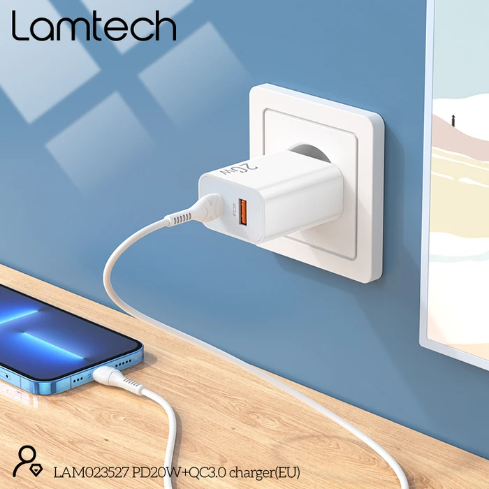 Φορτιστής Πρίζας Lamtech USB QC3.0/Type-C 20W