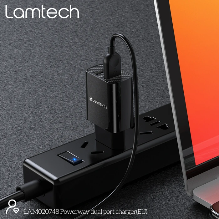 Φορτιστής Πρίζας Lamtech Travel Charger 2.4A With 2xUSB Black