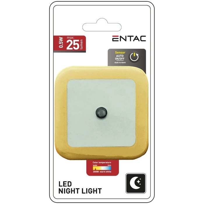 Φωτάκι Νυκτός Entac 0.5W Τετράγωνο Θερμό Πορτοκαλί