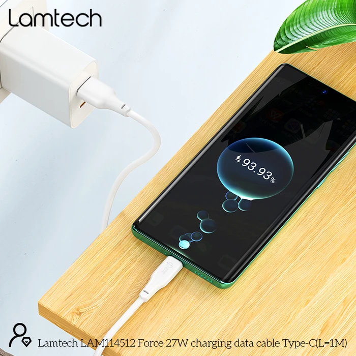 Καλώδιο USB-C Lamtech High Power 1m 27w White