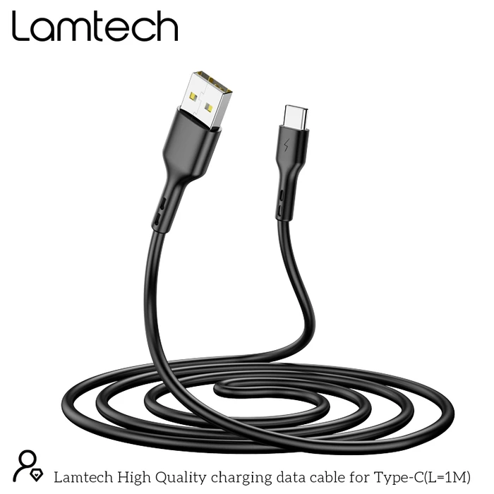 Καλώδιo USB Lamtech Data Type-C 1m Black