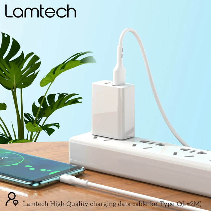 Καλώδιo USB Lamtech Data Type-C 2M WHITE