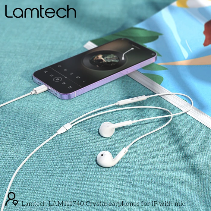 Handsfree Ακουστικά Lamtech Lightning With Microphone WHITE