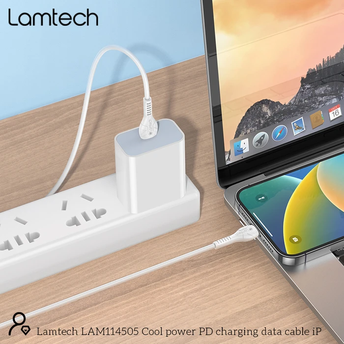 Καλώδιο USB Type-C To Lightning Lamtech Fast Charging And Data 1m 27w White