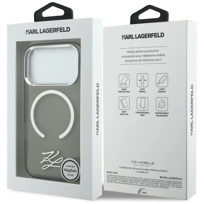 Karl Lagerfeld IML KL Script Logo MagSafe Apple iPhone 17 Pro Max black
