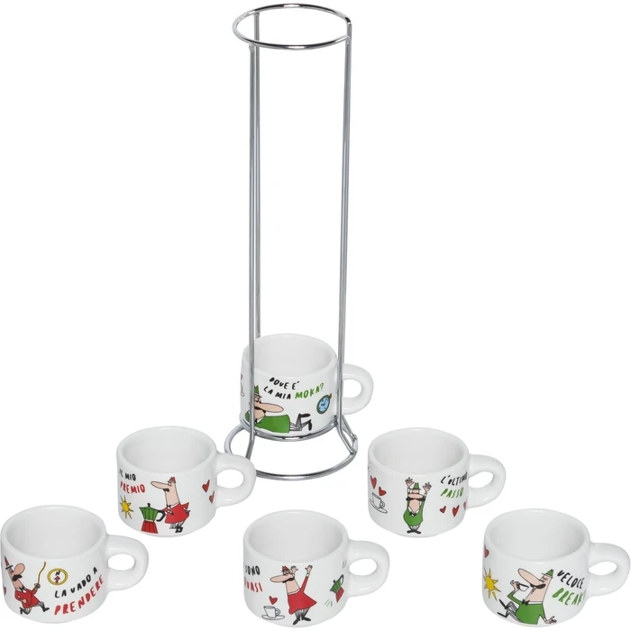 Σετ 6 Φλιτζάνια Espresso Bialetti με Μεταλλική Βάση (Stand)