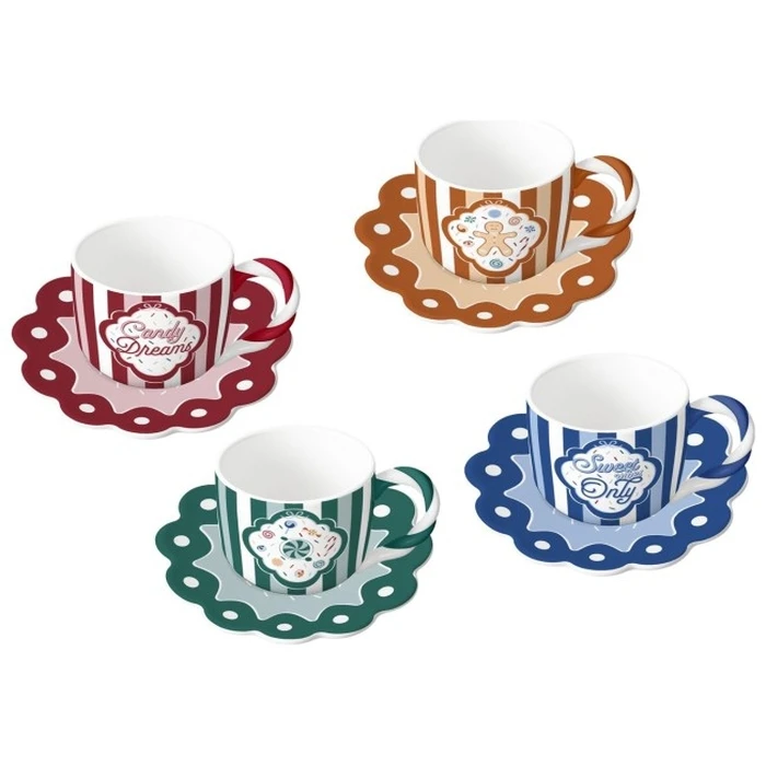 Bialetti Candyland Σετ 4 τεμ. φλιτζάνια με πιατάκια 80 ml μπλε