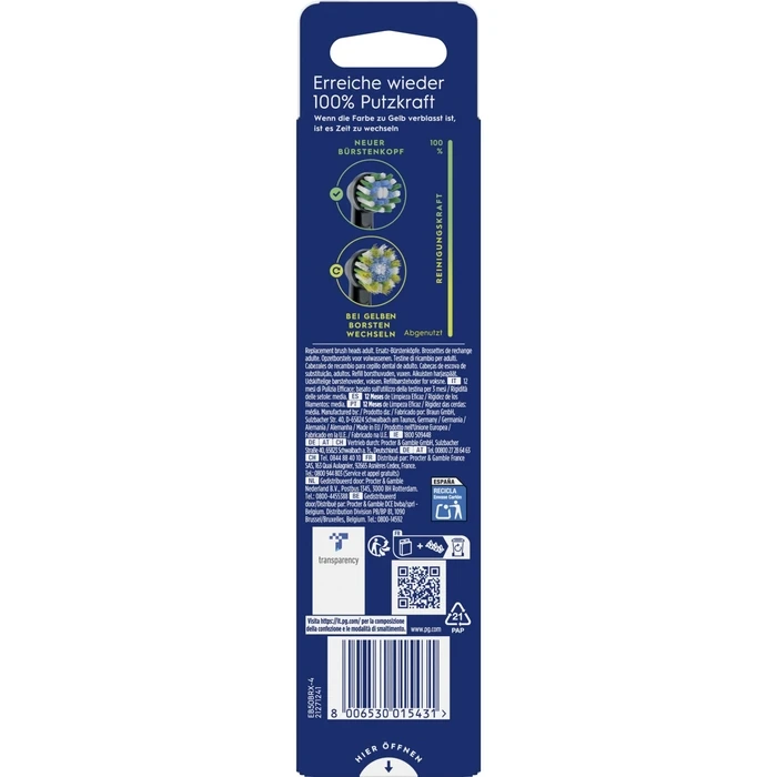 Oral-B Pro CrossAction Ανταλλακτικές Κεφαλές Οδοντόβουρτσας Μαύρο 4 τεμάχια