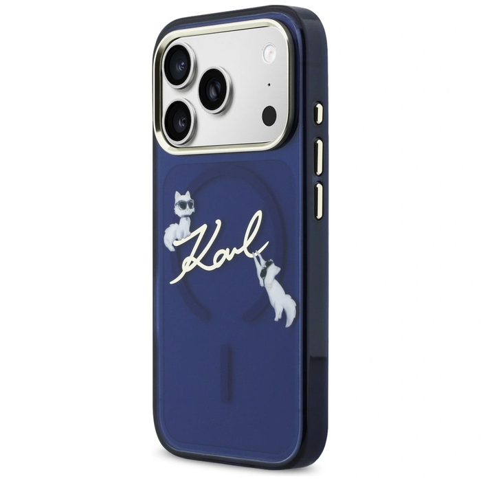Karl Lagerfeld IML Choupettes Karl Script Logo MagSafe Apple iPhone 17 Pro Max blue