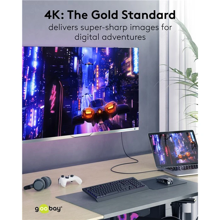 Goobay HDMI 2.0 Premium High Speed 4K 60Hz HDR Cable HDMI male - HDMI male 3m Μαύρο 80104