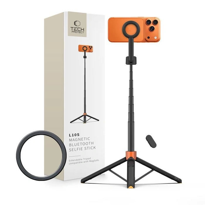 Tech-Protect L10D MagSafe Bluetooth Selfie Stick Tripod Black/orange