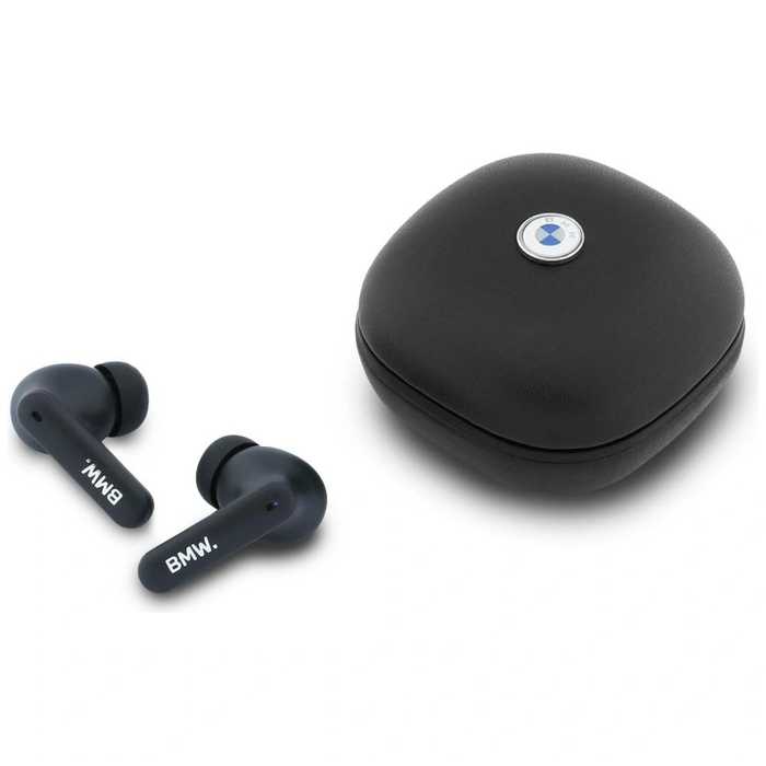 BMW Wireless in-ear Bluetooth TWS headphones Leather Metal Logo ENC black