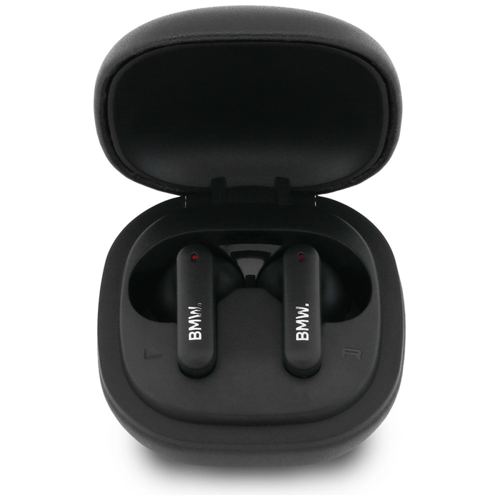 BMW Wireless in-ear Bluetooth TWS headphones Leather Metal Logo ENC black