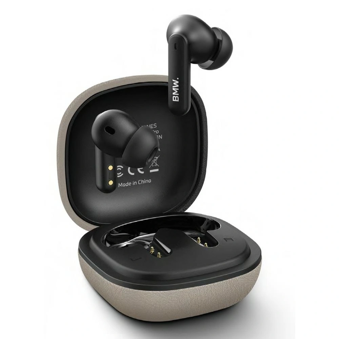 BMW Wireless in-ear Bluetooth TWS headphones Leather Metal Logo ENC taupe