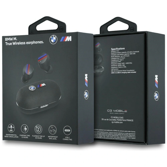BMW Wireless in-ear Bluetooth TWS headphones M Metal Logo ENC black