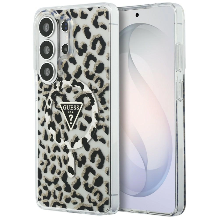 Guess IML Leopard Print Triangle MagSafe Samsung Galaxy S26 Ultra black
