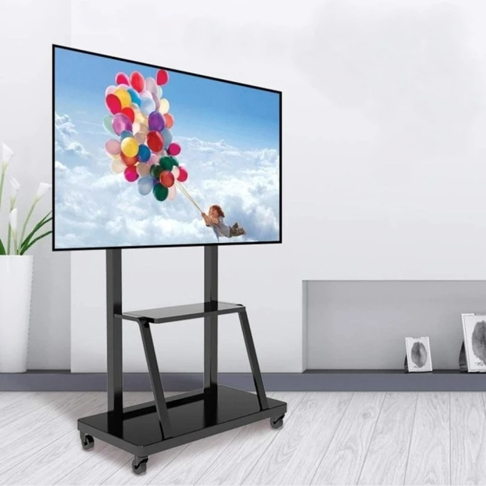 Techly 105575 (ICA-TR30) Mobile TV Floor Stand for LED/LCD/PDP 55-100", 150 kg, with AV Shelf
